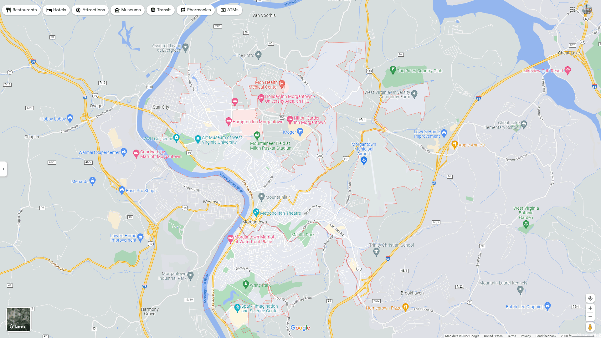 Morgantown map